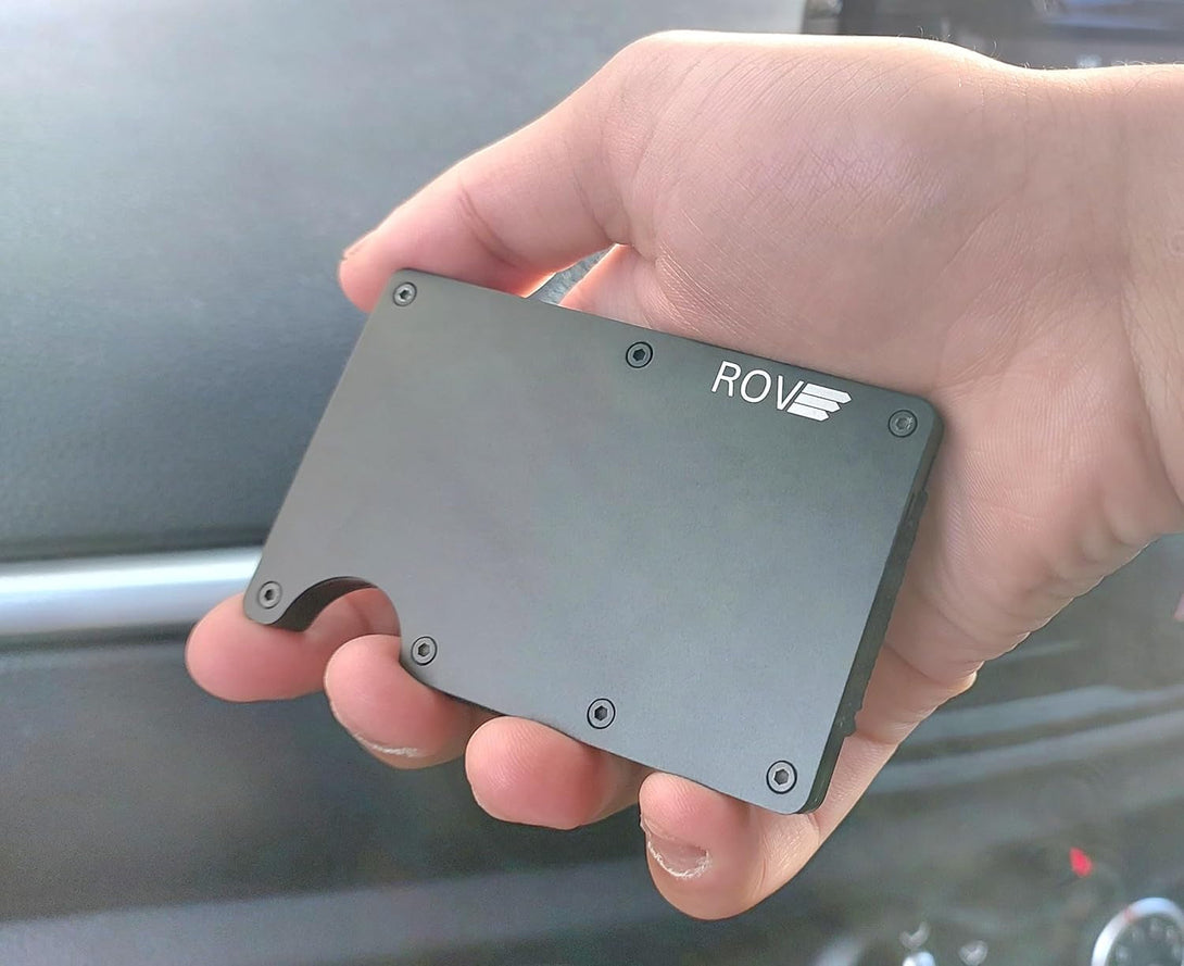 ROVE - Money Clip - RFID Blocking Aluminium Enhanced Minimalistic Compact Wallet (Matt Black)