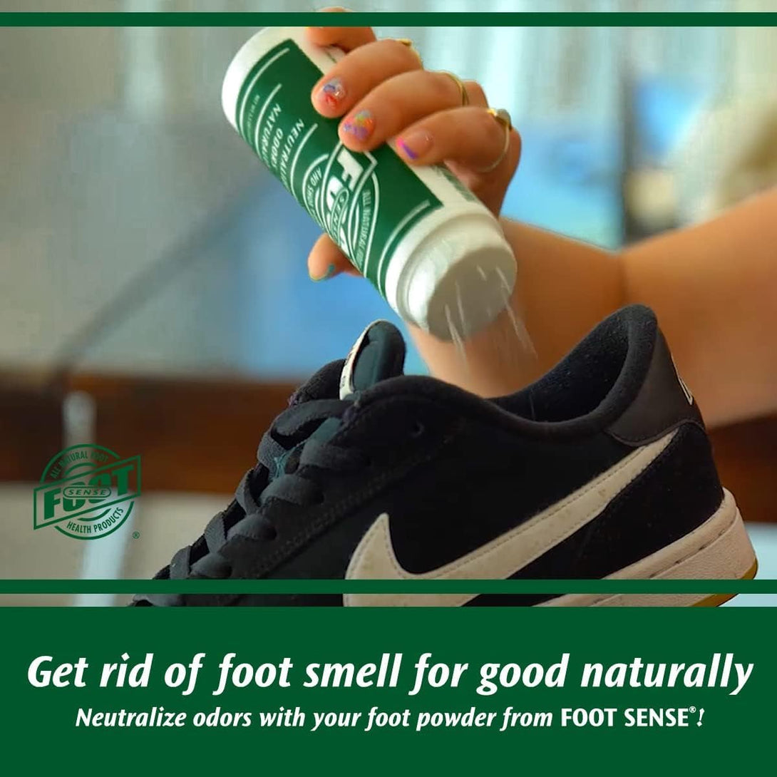 FOOT SENSE All Natural Smelly Foot & Shoe Powder - Foot Odor Eliminator Lasts up to 6 Months. Natural Formula for Smelly Shoes and Stinky Feet. Protects Disinfects & Deodorizes.