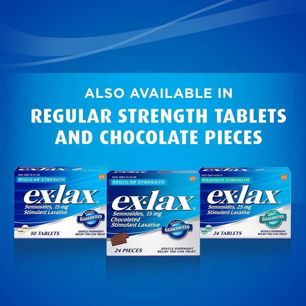 Ex-Lax Maximum Strength Stimulant Laxative Constipation Relief Pills for Occasional Constipation, Gentle Laxatives - 48 Count