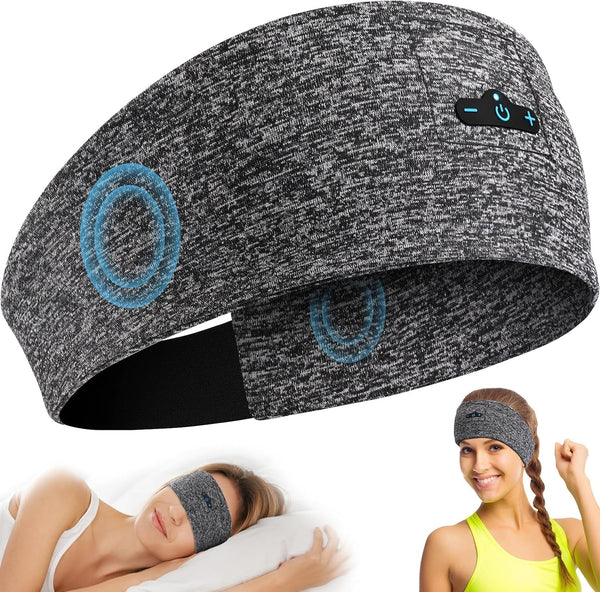Sleep Headphones Bluetooth Headband for Side Sleeper, 14 Hours Playtime, Wireless Headband Headphones with HD Stereo Speakers for Workout,Running,Yoga, Ideal Gifts for Men, Women, Teens, Grey