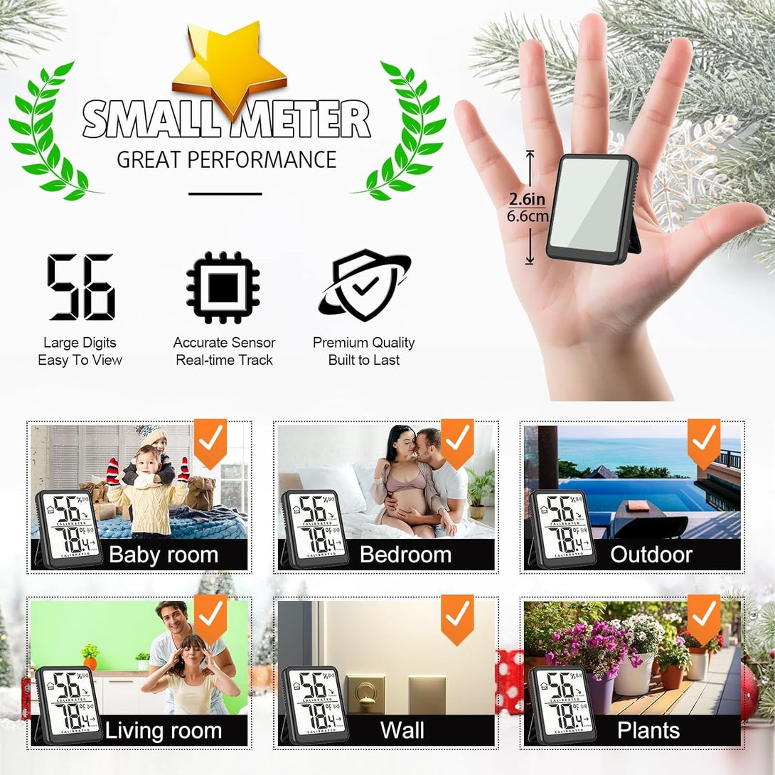 Antonki Room Thermometer Small Hygrometer Indoor Humidity Monitor Sensor, Digital Temperature and Humidity Meter Gauge for Home, Baby Nursery, Reptile, Greenhouse - Battery Included