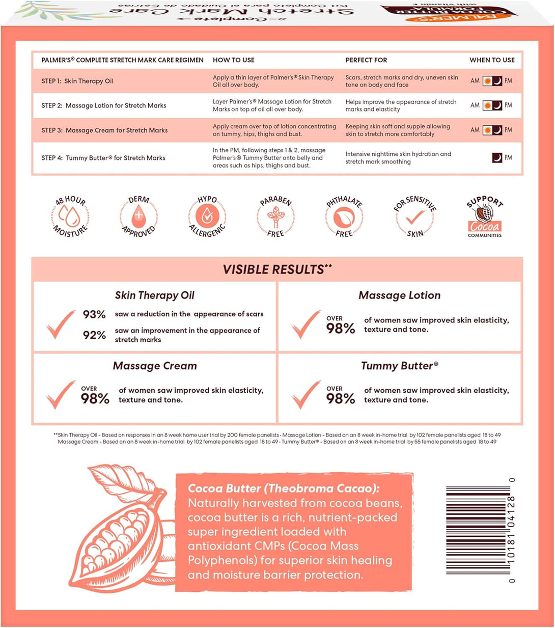Palmer'S Cocoa Butter Formula Pregnancy Skin Care Kit for Stretch Marks and Scars, Dermatologist Approved, Gift for Mom to Be, 4 Piece Full Size Set