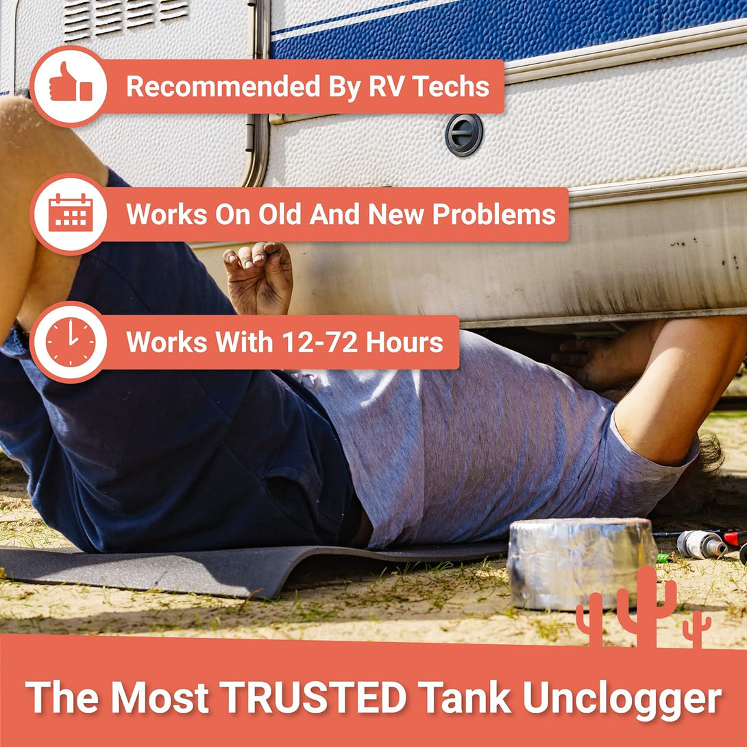 Unique Clear-It RV Black Tank Unclogger Liquid - Unclogs Camper Black Water Holding Tanks, Breaks through Pyramid Plugs, Compacted Tanks, and Clogged Pipes - Formerly Tank Cleaner (32 Oz.)