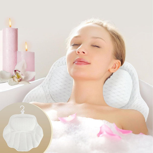 Bath Pillow for Tub,Ergonomic Head & Neck Support, Ultra-Soft 4D Breathable Mesh Bathtub Cushion Pillow,Non-Slip Suction Cups, Fast-Drying & Universal Fit for All Bathtubs,Bath Accessories Spa Gifts