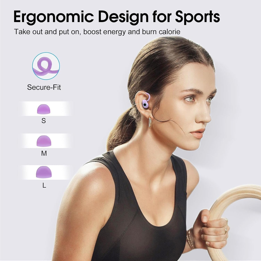 Wireless Earbuds, Bluetooth 5.3 Headphones Sport, in Ear Buds Wireless Earbuds Bluetooth 50H Playtime LED Display, Deep Bass Stereo Noise Cancelling Headphones, IP7 Waterproof Earphones, Bright Purple