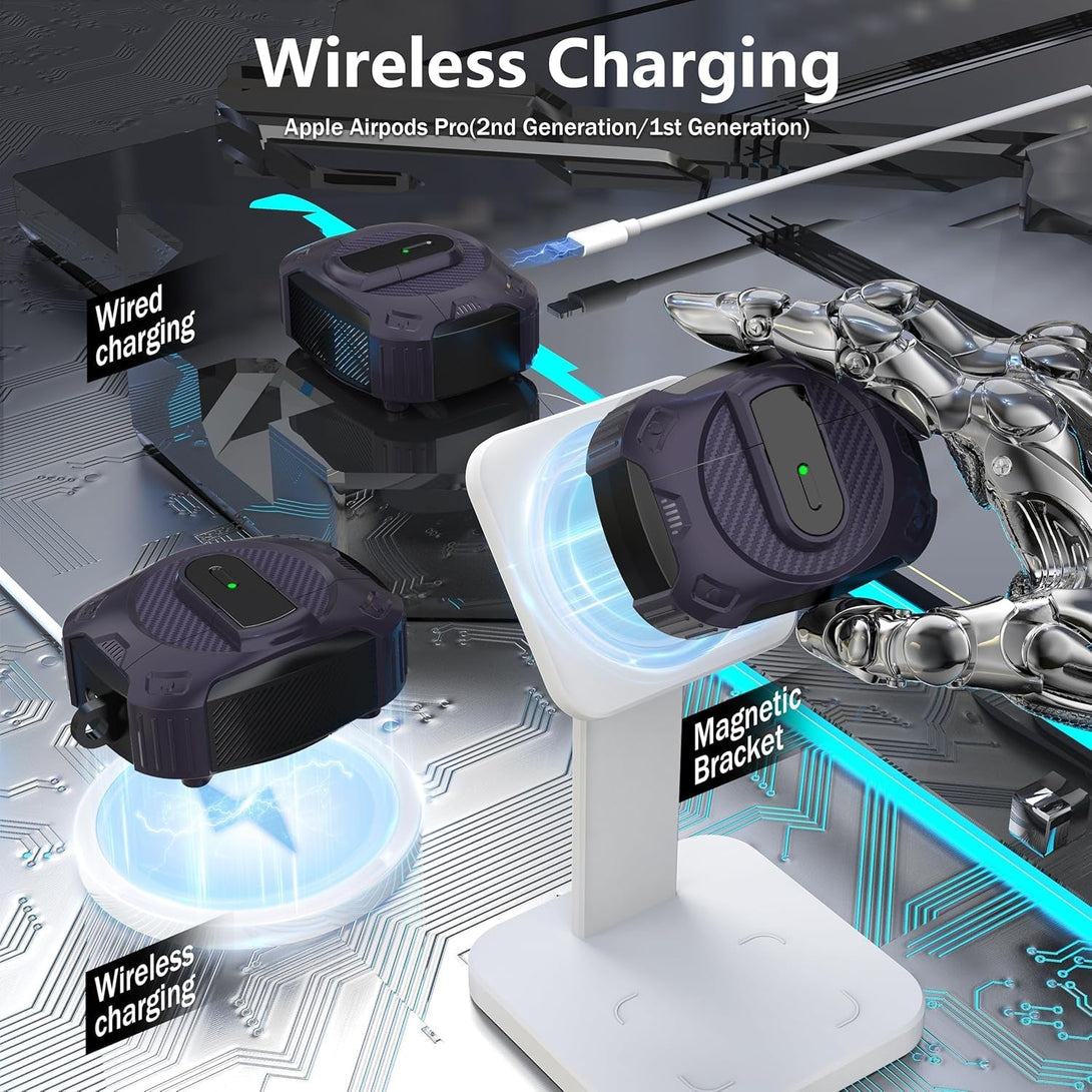 RFUNGUANGO for Airpods Pro 2Nd Generation Protective Case, 2024 New Space-Themed Protective Case. Compatible with Airpods Pro 1/2 And, Works with Magsafe. [Purple]