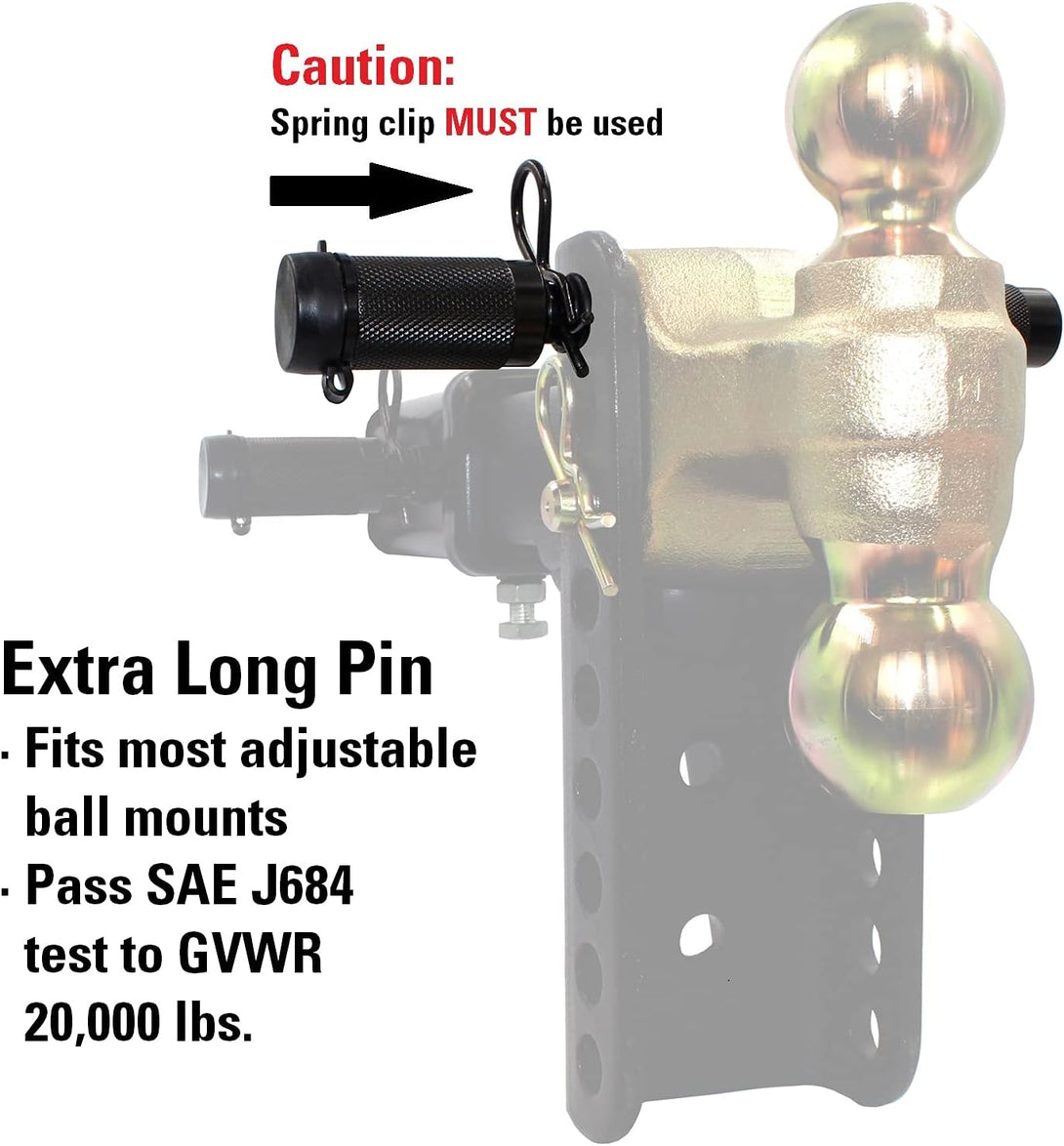 Towworks 79830 Keyed Alike 5/8" Trailer Hitch Lock with Extra Long 4-1/2" Span, Double Safety Tow Hitch Locking Pin for 3" Receivers and Adjustable Channel Mounts