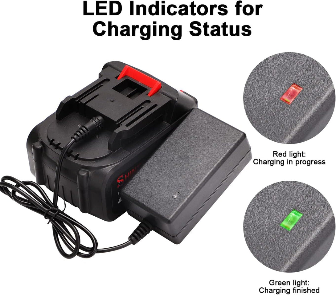 21V Lithium Battery - 4.0 Ah Battery with Charger Adapter Led Indicator Compatible with Leaf Blower