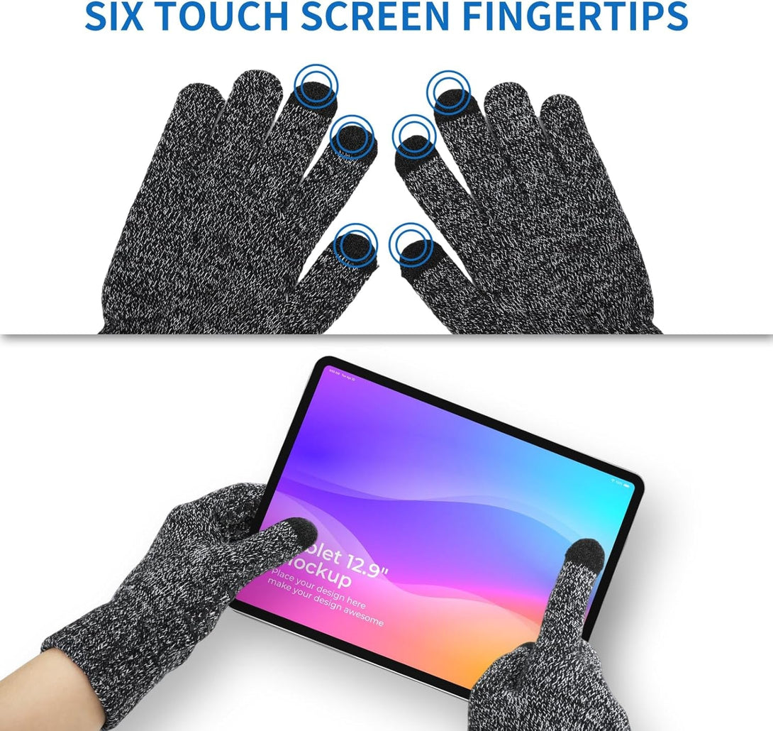 Winter Gloves for Men Women 2 Pairs - Upgraded Touchscreen Knit Gloves for Running Driving, Anti-Slip Thermal Gloves