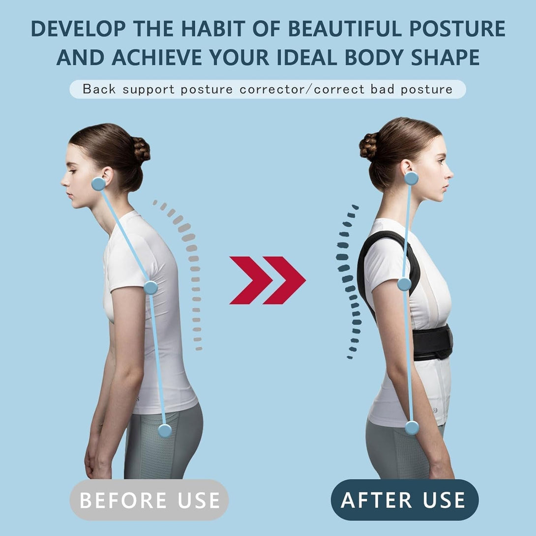 Back Brace Posture Corrector, Adjustable Posture Back Brace, Men/Women Back Posture Corrector, Upper and Lower Back Pain Relief - Scoliosis, Hunchback, Spine Corrector (L)