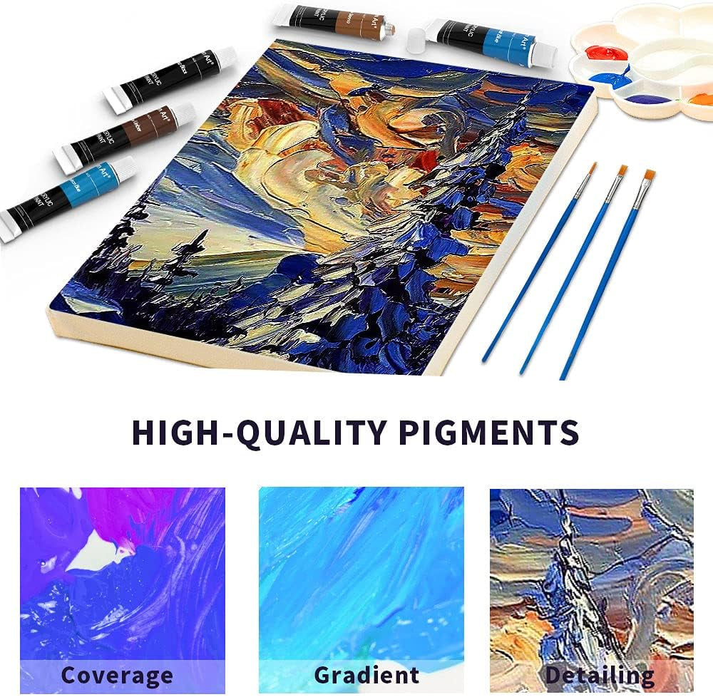 Aen Art Acrylic Paint Set for Pumpkin Painting, 16 Colors Painting Supplies for Canvas Wood Fabric Ceramic Crafts, Non Toxic&Rich Pigments for Beginners