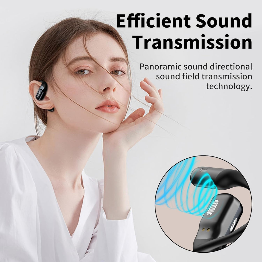BUGANI Open Ear Headphones, Bluetooth 5.2 Wireless Headphones with Microphone, ENC Clear Talk, Immersive Stereo Sound, Fast Charging, 32H Playtime, Waterproof Sport Earbuds for Running.