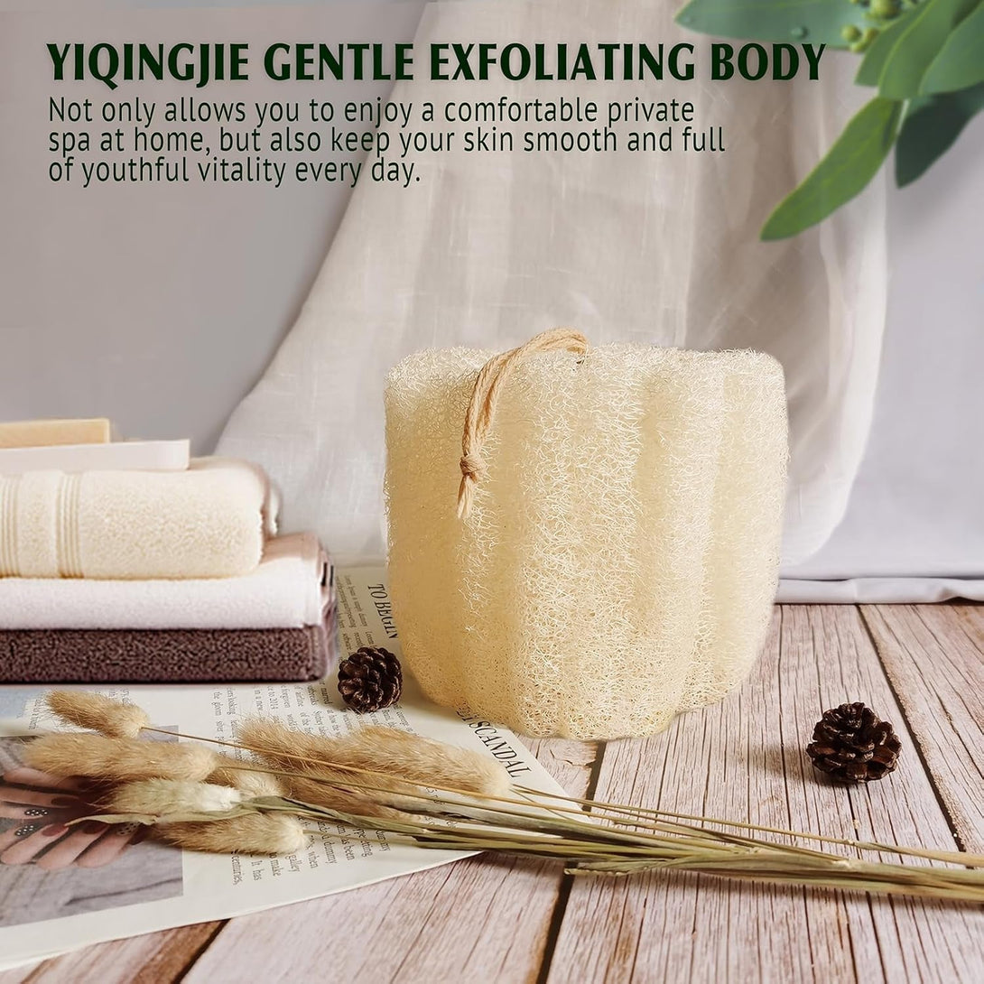 Natural Shower Loofah Sponge, Bath Exfoliating Loofa Body Scrubber, 5.5 “Soft and Easy Foaming Spa Lufa Sponges (3 Pack)