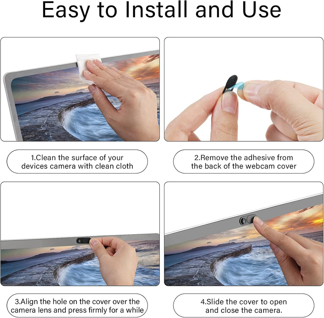 Laptop Camera Cover Slide, Phone Camera Cover Slide, 6 Pack Ultra Thin Webcam Cover Slide for Laptop, Desktop, PC, Tablet, Smartphone, Protect Your Privacy and Security(Black)