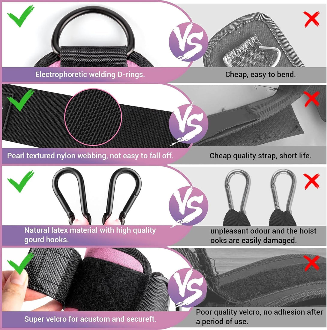 Ankle Resistance Bands with Cuffs for Working Out, Kickbacks, Hip, Leg and Glute Exercise - Training Poster Included - for Women