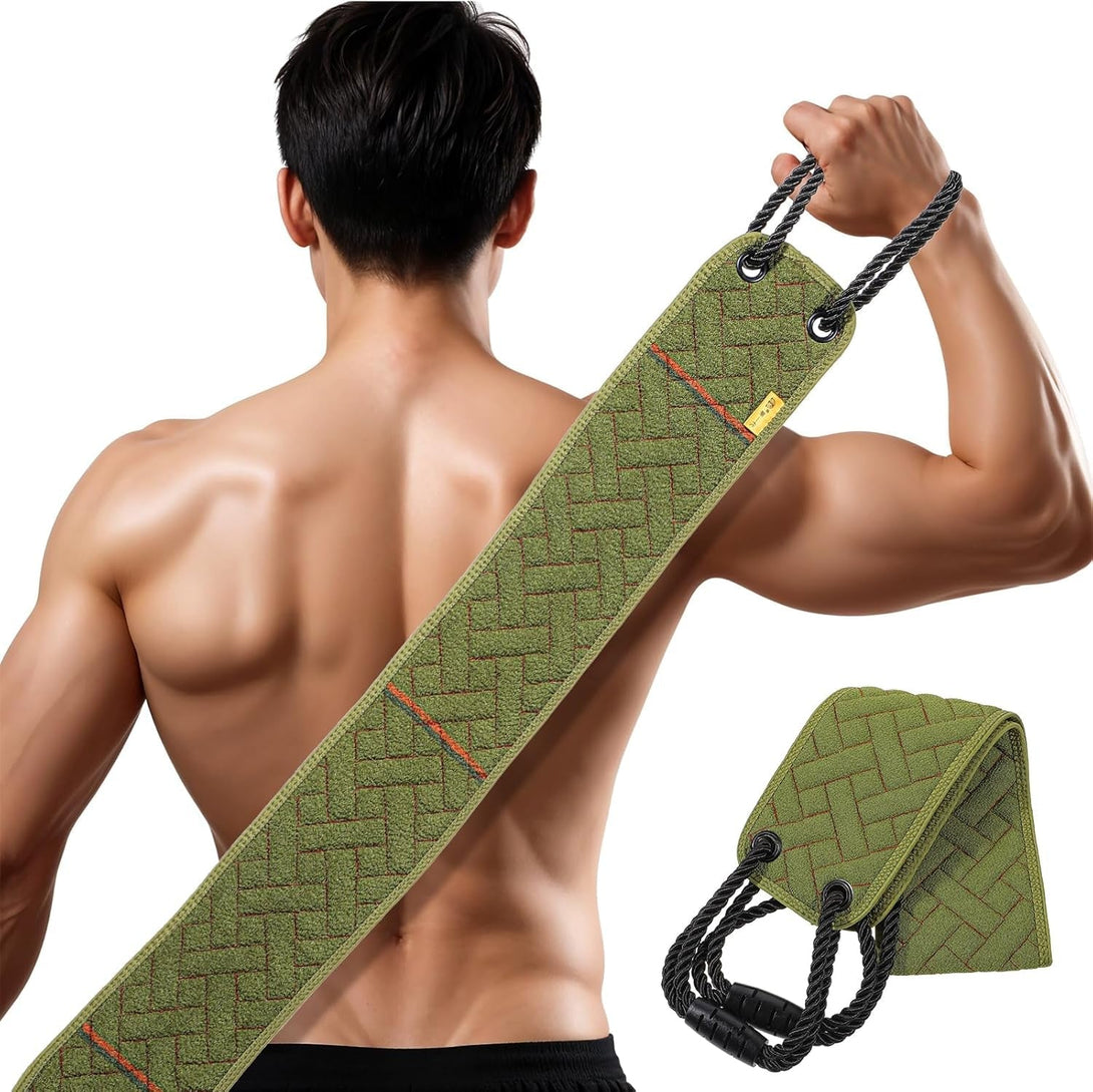 Long Body Scrubber Man Back Shower Double-Sided Exfoliating Body Scrubbers Exfoliating Cloth with Long Upgraded Handled Shower Scrubber for Men Bath Exfoliator