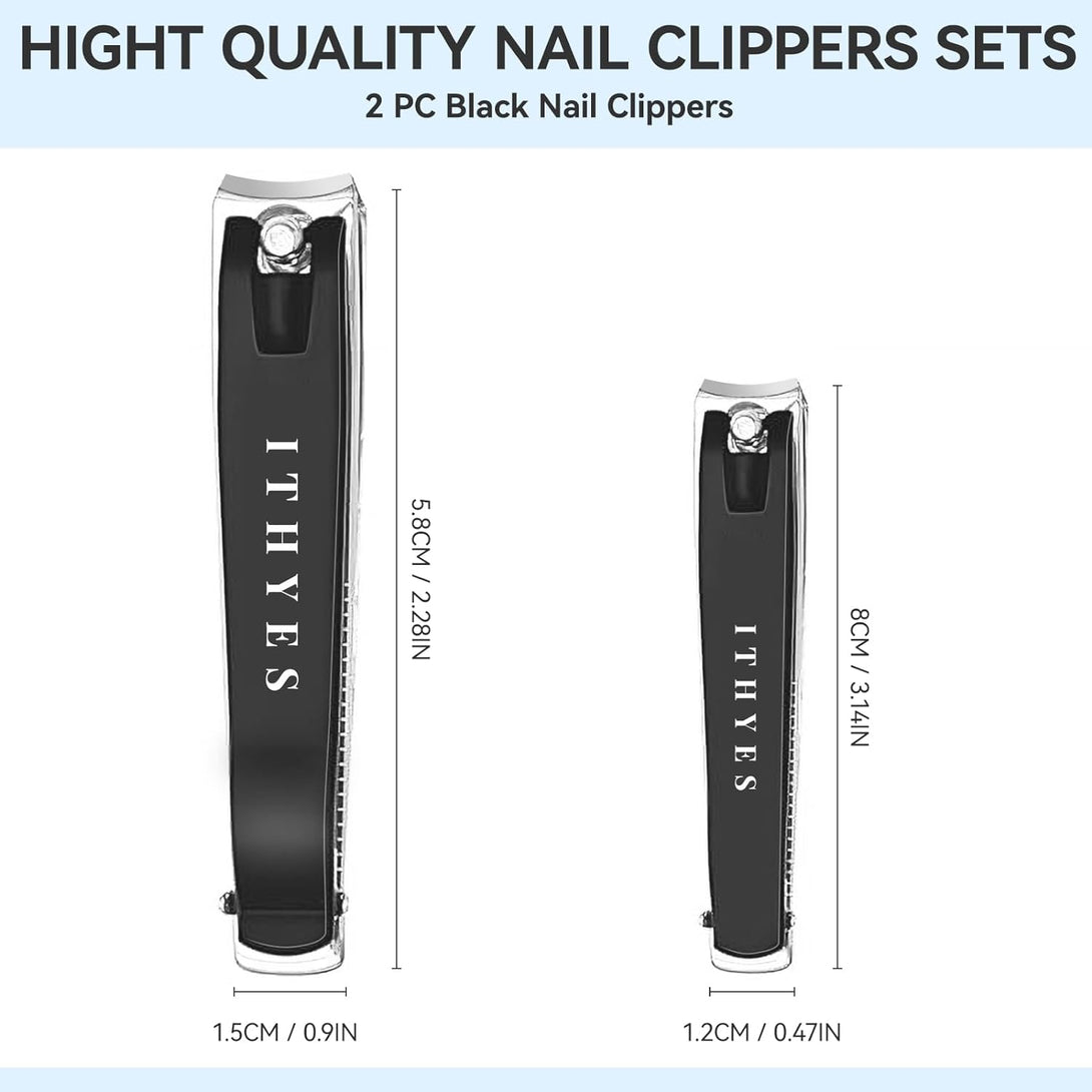 Nail Clippers Nail Cutter Set Toenail Fingernail Clippers Kit for Thick Nails Stainless Steel Sharp Sturdy Trimmer for Men & Women, Set of 2