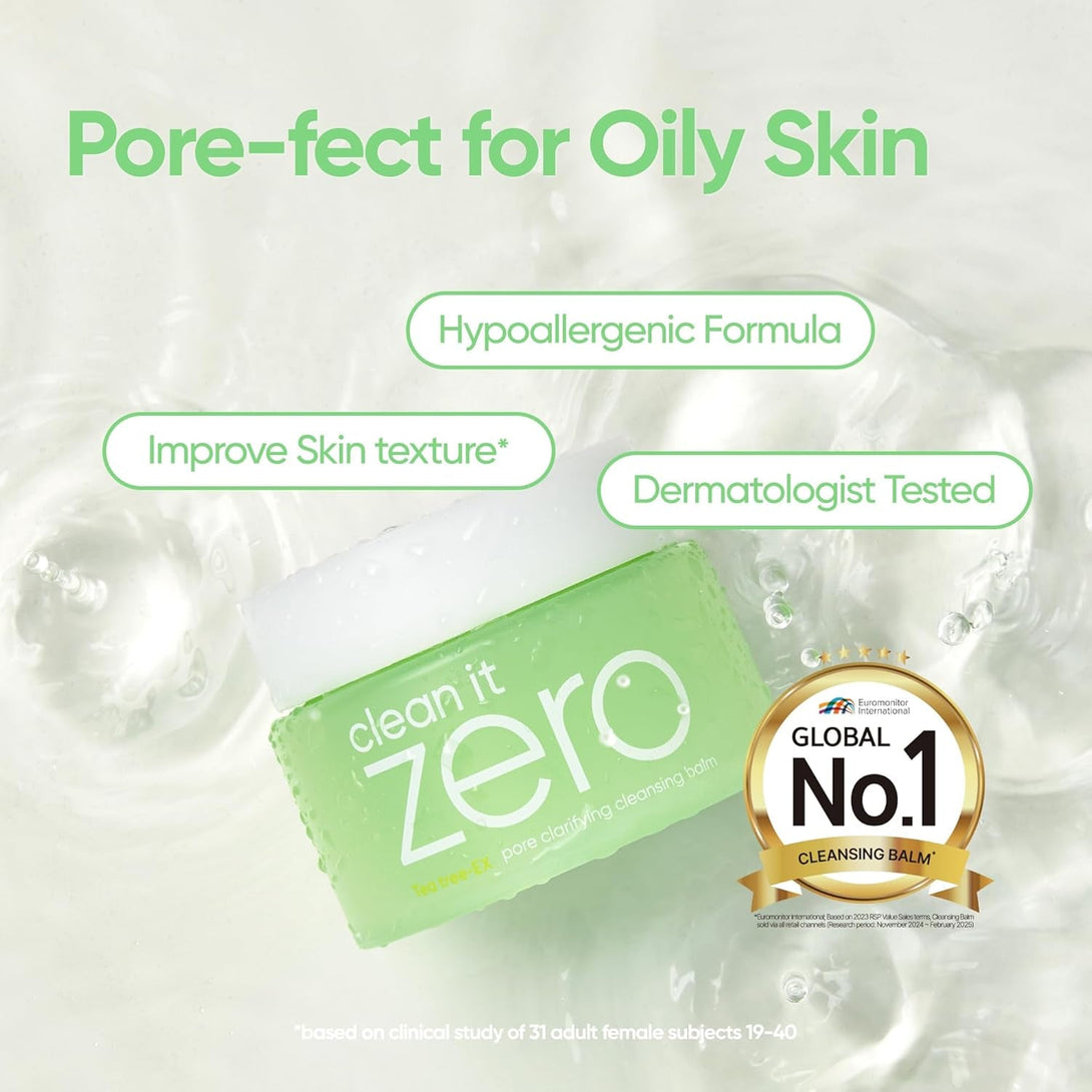 BANILA CO Clean It Zero Pore Clarifying Cleansing Balm | Korean Makeup Remover, Cleansing Oil, Facial Cleanser for Oily and Acne Prone Skin | Vegan | Made with AHA-PHA & Tea Tree (100Ml / 3.38 Fl. Oz)