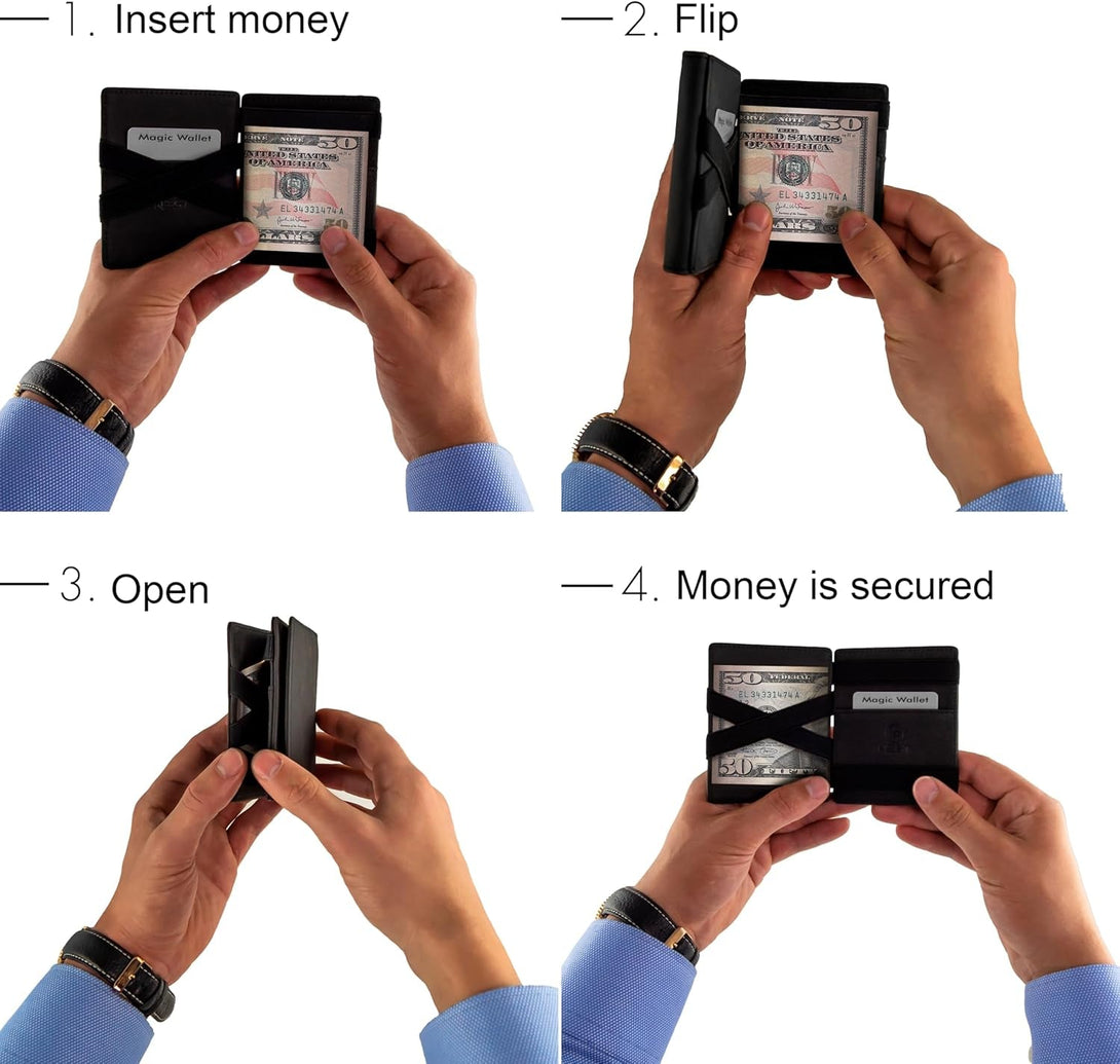 West - RFID Wallet with Coin Pouch + Gift Packaging - Compact & Small Magic Money Wallet - Extra Strong Money Bands