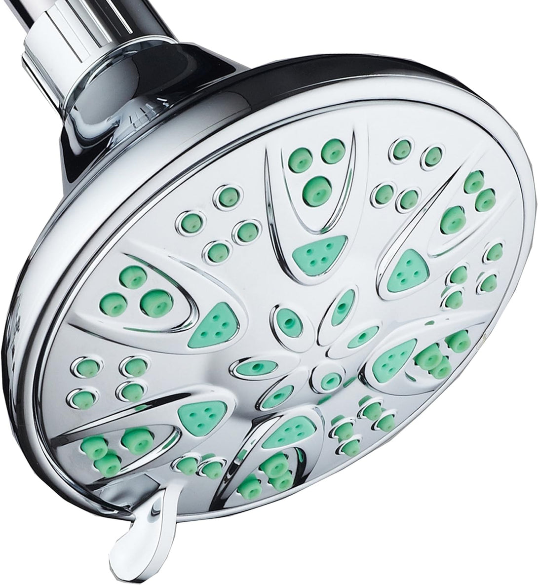 Aquadance Antimicrobial 6-Setting Shower Head, Aqua Green, 4"