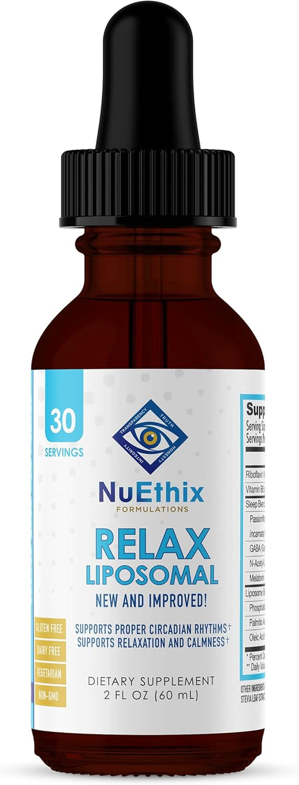 Nuethix Formulations Relax Liposomal Supplement Formula to Support Relaxation & Calm, 2 Fluid Ounces, 30 Servings
