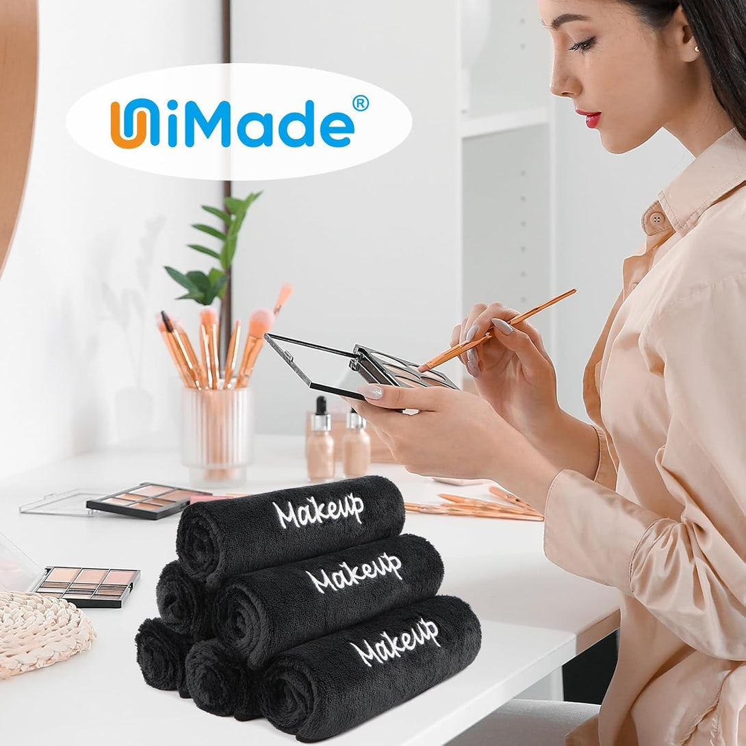 Makeup Remover Cloth, 12 Pack Black Facial Wash Cloths, Soft Coral Fleece Microfiber Towels for Face, Hand, and Bathroom(13" X 13")