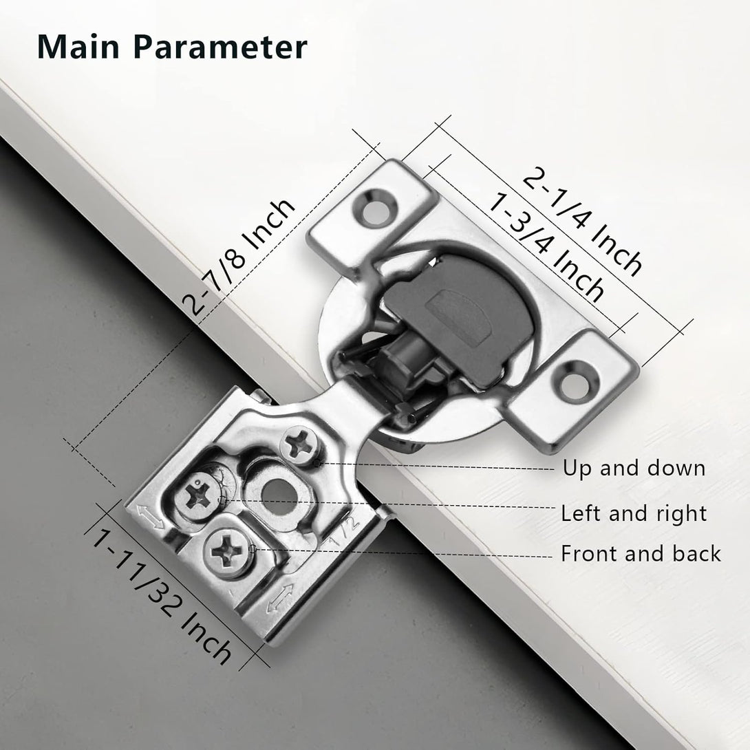 1/2 Inch Overlay Soft Close Cabinet Hinges, 10 Pack Slow Soft Close Hinges for Kitchen Cabinets Satin Nickel Hidden Self Closing Kitchen Cabinet Hinges