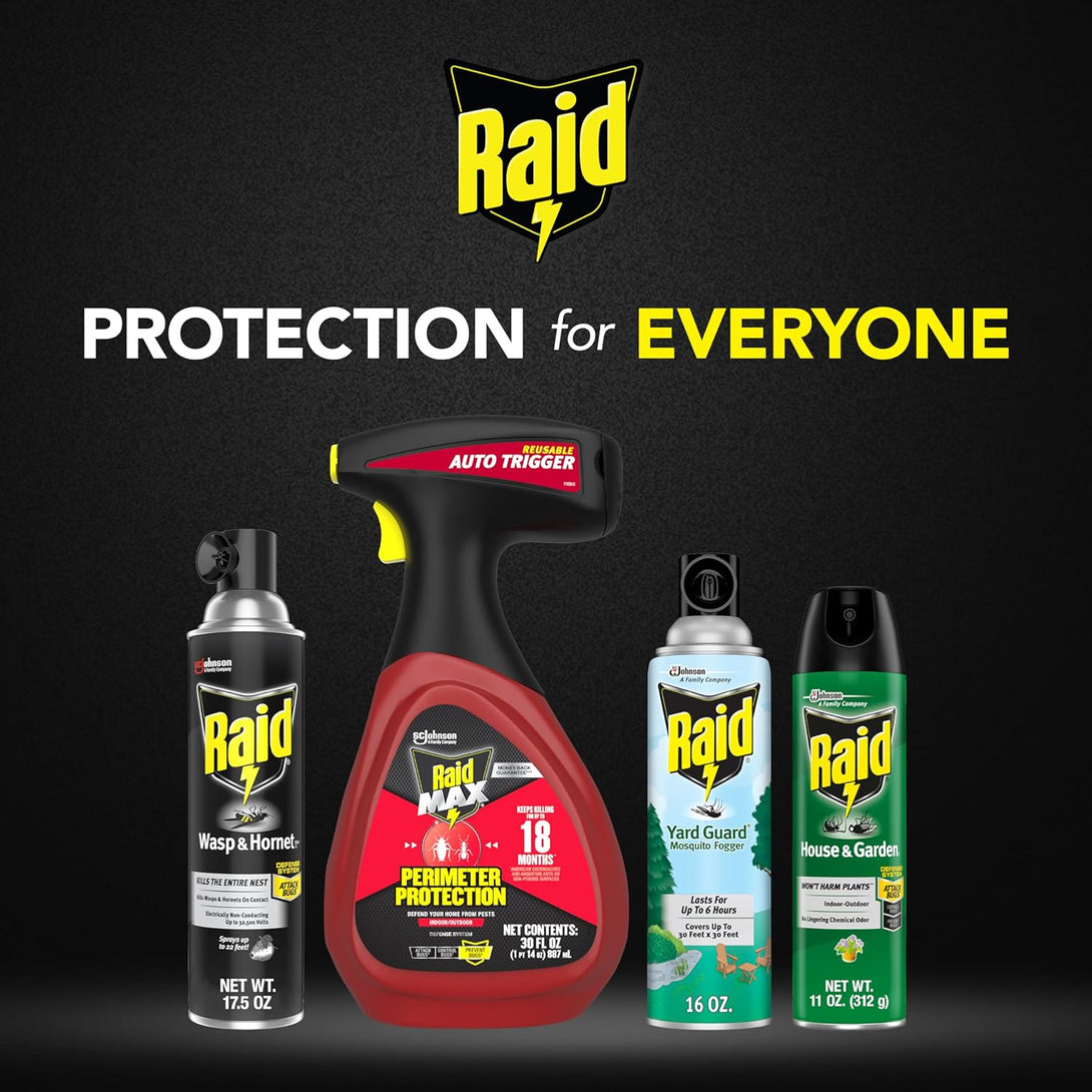 Raid Wasp & Hornet Killer Spray, Bug Killer Kills the Entire Nest, 14 Oz, 2 Count