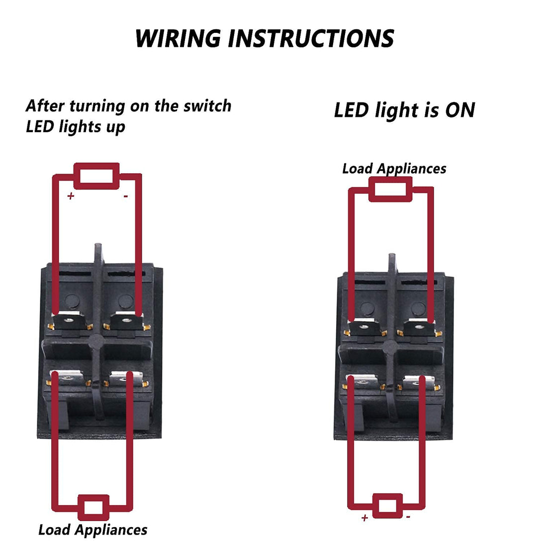 Mxuteuk 3Pcs AC110V/120V Rocker Switch DPST On-Off 4 Pin Red Light Illuminated Snap-In Toggle Power Switch, AC 250V 6A 125V 10A, Use for Household Appliances MXU2-201NR