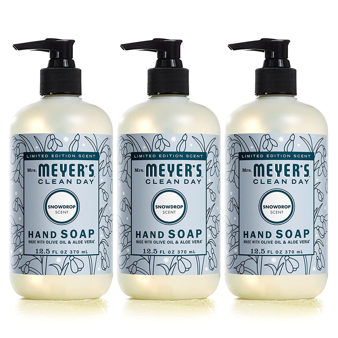 Mrs. Meyer'S Hand Soap, Made with Essential Oils, Biodegradable Formula, Limited Edition Snowdrop, 12.5 Fl. Oz - Pack of 3