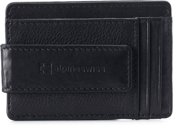Alpine Swiss Harper Mens RFID Slim Money Clip Front Pocket Wallet Minimalist Leather ID Card Holder