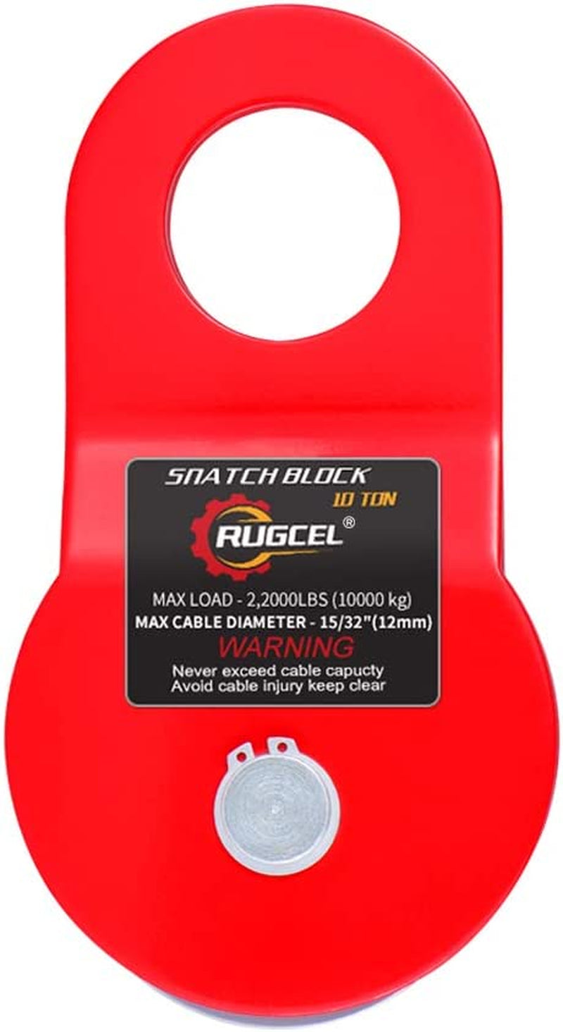 RUGCEL WINCH 10T Heavy Duty Recovery Winch Snatch Block, 22000Lb Capacity