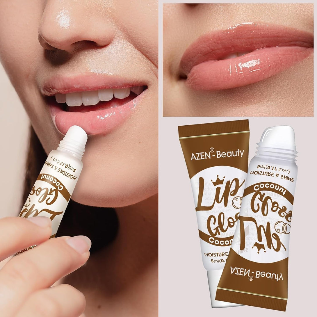 AZEN 24 Pack Lip Gloss Set, Clear Lip Gloss Bulk, Lip Oil for Dry Cracked Lips Moisturizing Hydrating Nourishing with Vitamin E