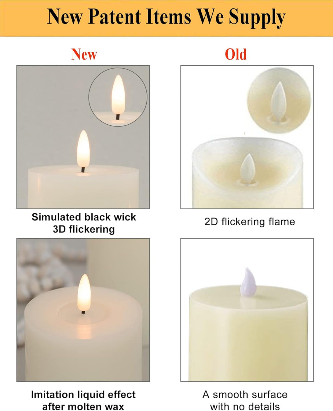 ANGELLOONG Flickering Flameless Candles with Remote, Real Wax Battery Operated Candles with Timer, Fake LED Pillar Candles for Wedding Holiday Farmhouse Home Decor, Ivory