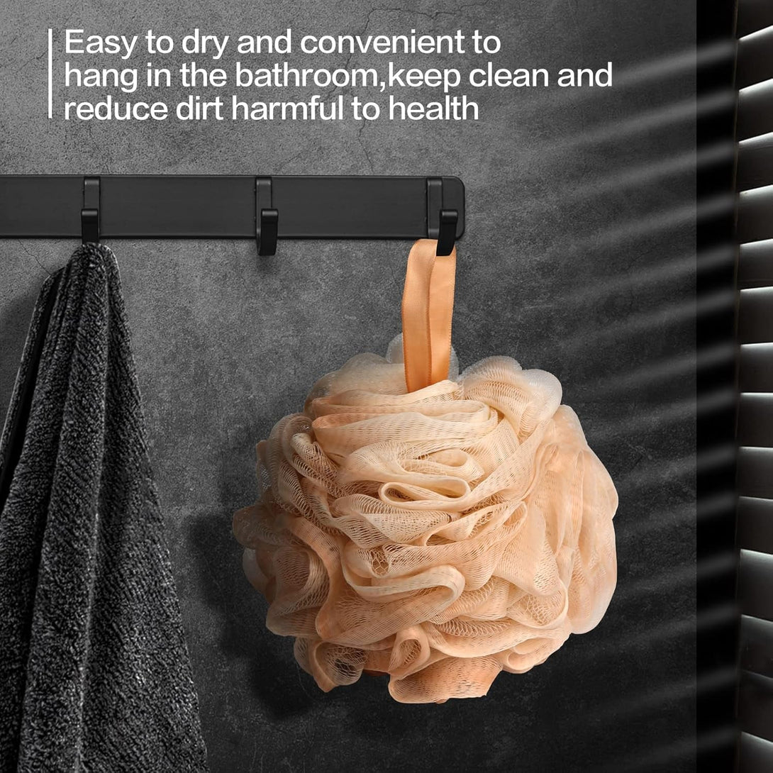 Fishent Bath Loofah Sponge, 3 Pack Loofahs Exfoliating Body Scrubber, 60G Soft Mesh Pouf Shower Puffs, Loofa for Women and Men