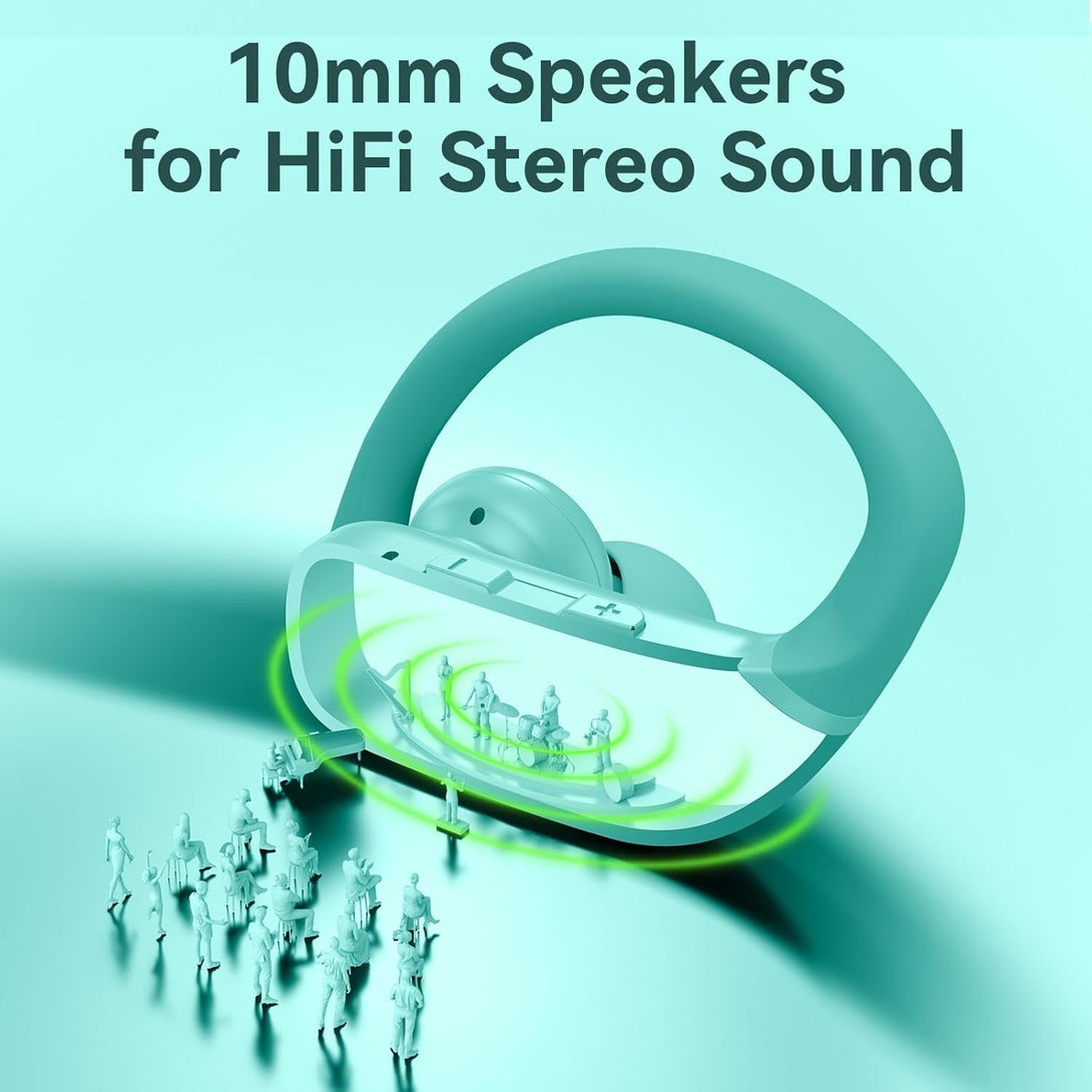 Bmani Wireless Earbuds Bluetooth Headphones 48Hrs Play Back Sport Earphones with LED Display Over-Ear Buds with Earhooks Built-In Mic Headset for Workout Mint Green