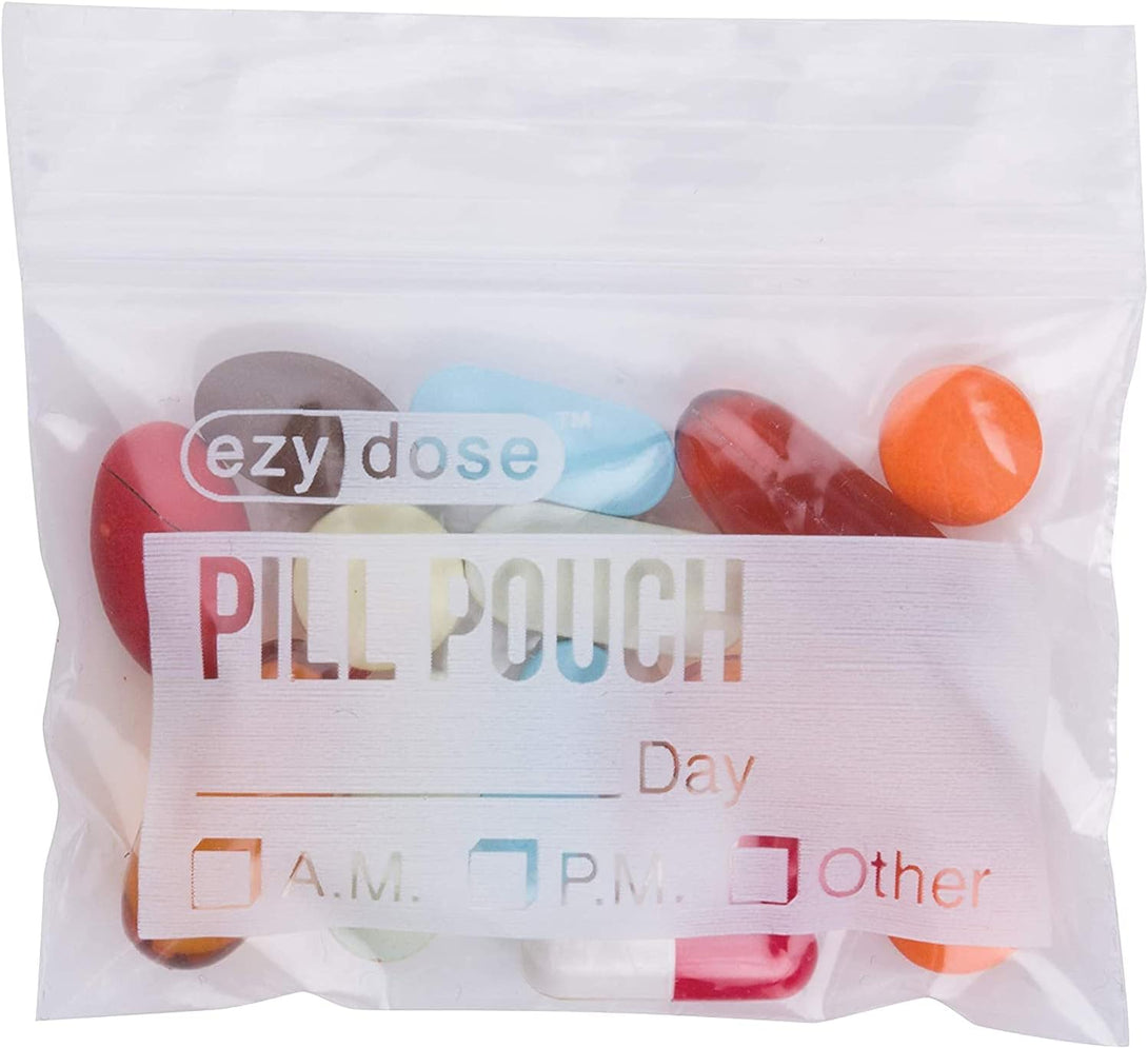 EZY DOSE Disposable Pill, Vitamin, and Medicine Organizer Pouches, Zippered Seal Bags, Pocket Sized and Travel Friendly, Easy to Use, 100 Count, BPA Free