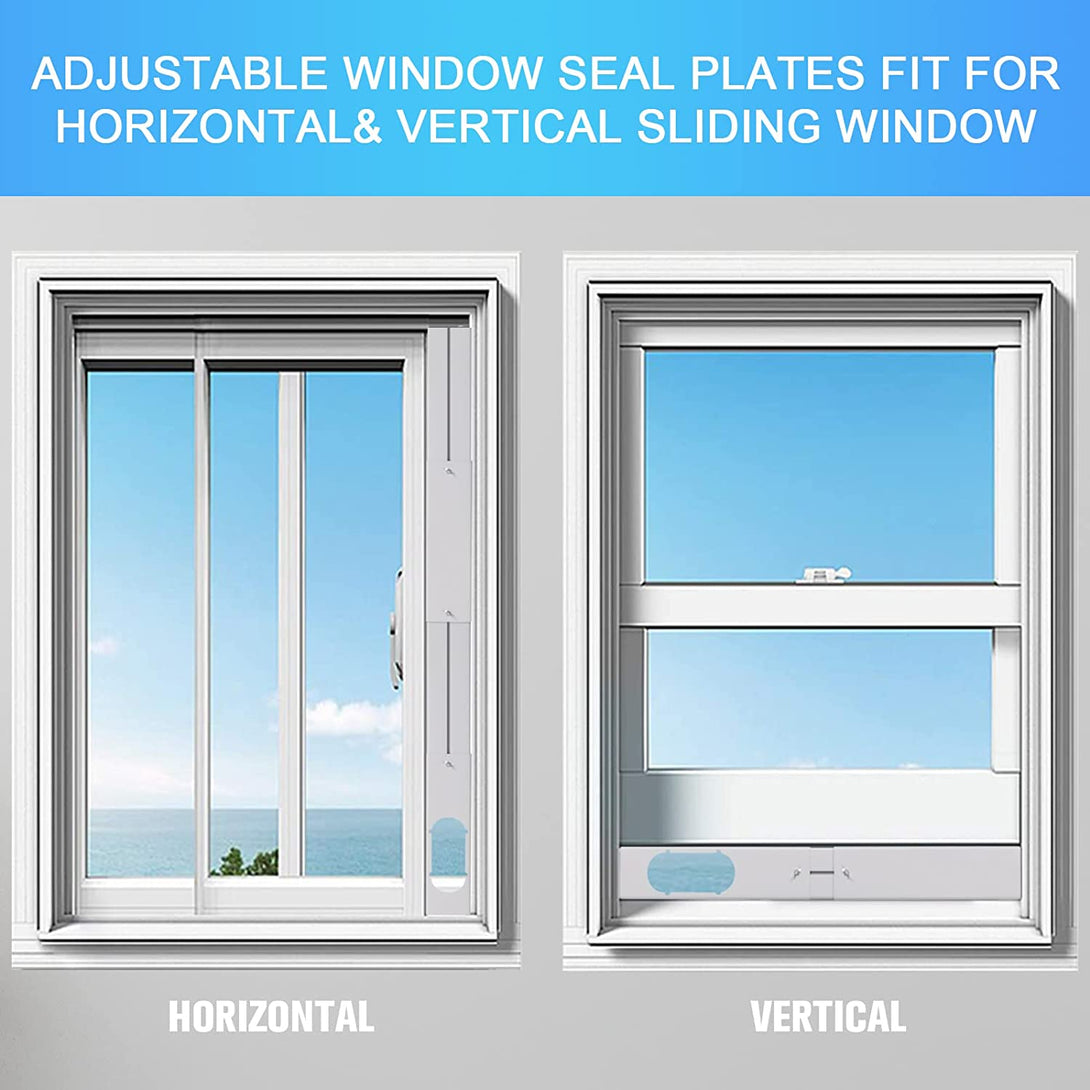 Portable Air Conditioner Window Vent Kit with 5.9” Exhaust Hose Adjustable Portable AC Window Kit for Ducting Universal Portable AC Seal Panel for Horizontal&Vertical Window