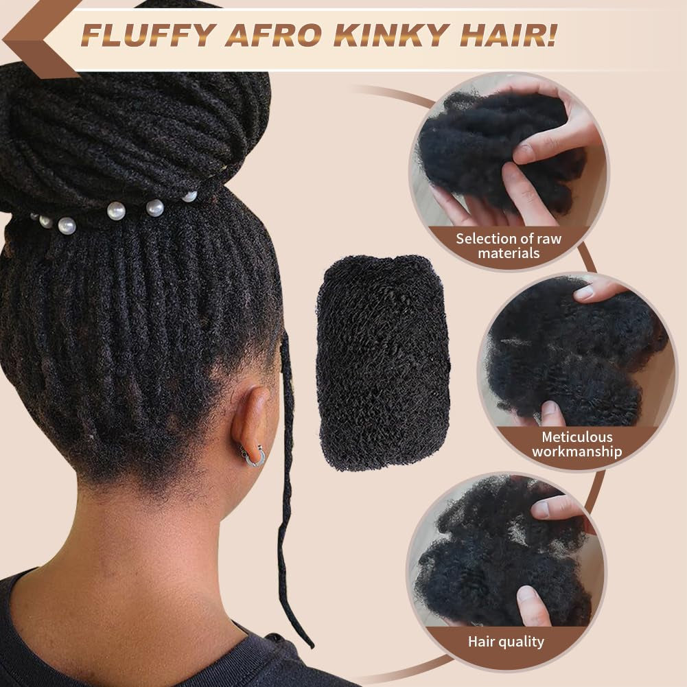 Premium Afro Kinky Bulk Human Hair 100%, Afro Kinkys Human Hair Bulk for Dreadlock Extensions, Repair Locs, Create Dreadlocks. Can Dye and Bleach, 8 Inch 30G/Pack