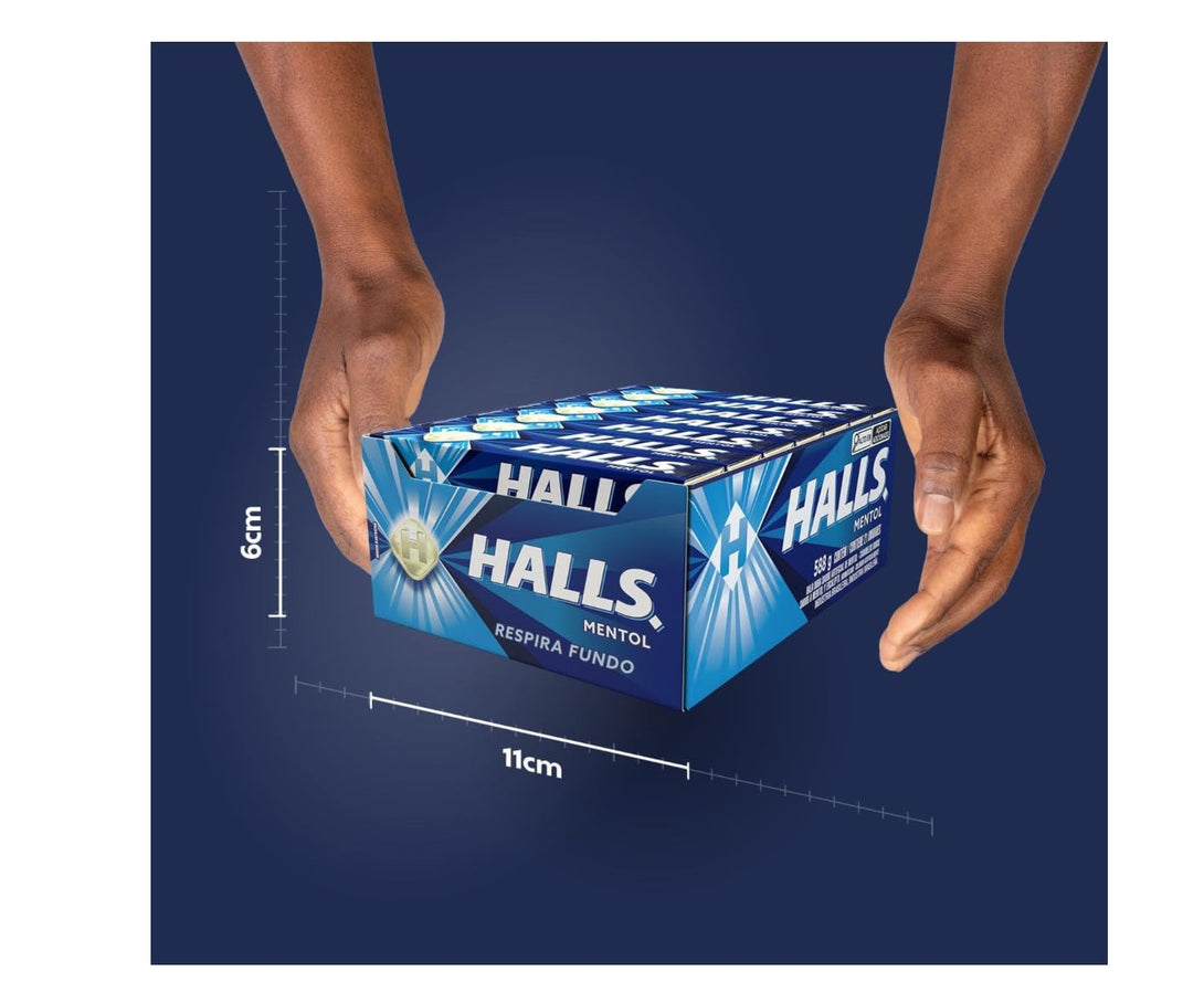 HALLS Drops Menthol Blue 588 Gr/ 20,74 Oz 21 Packs of 10 Drops (210 Total Drops)