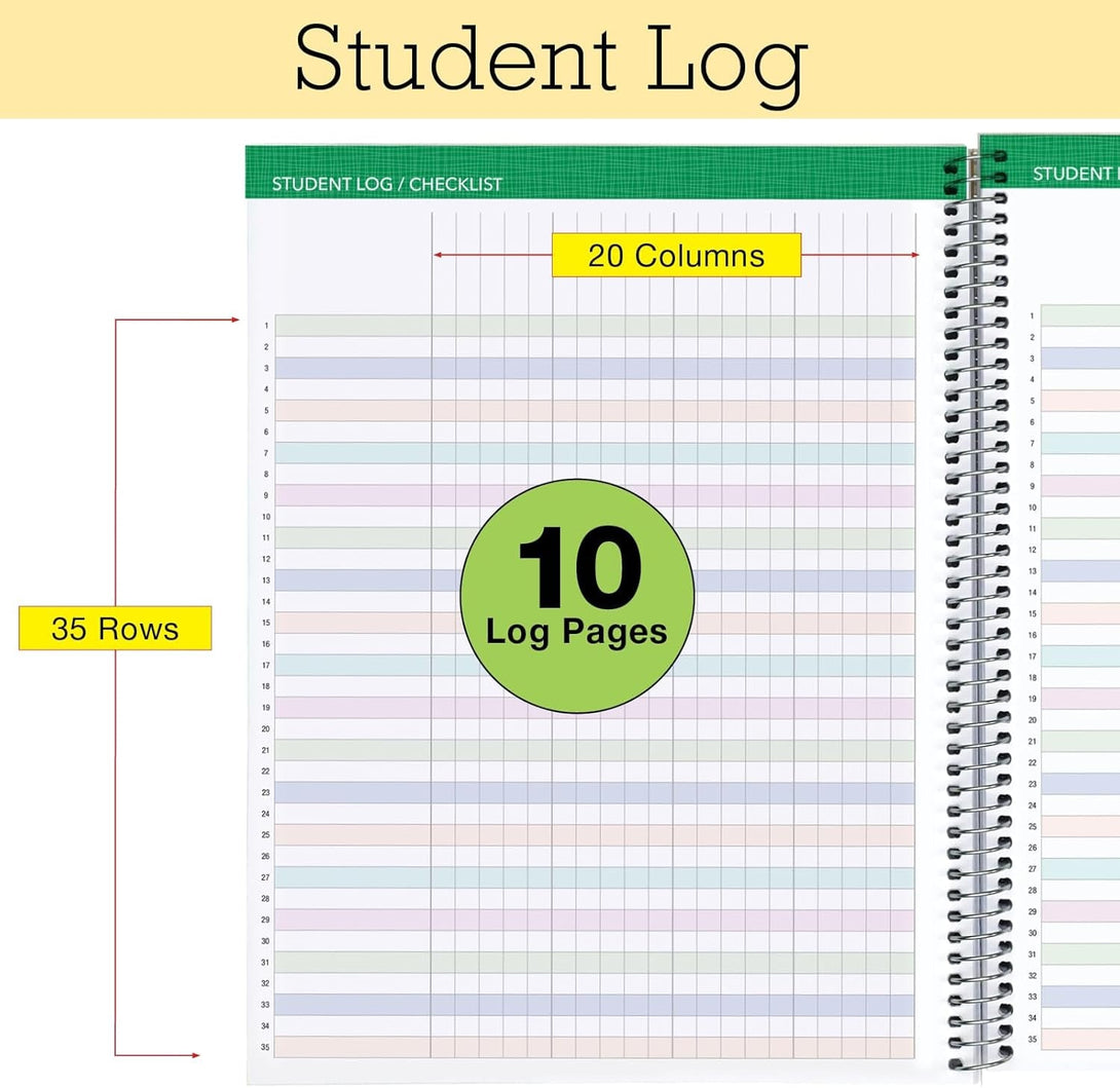 Aug 2025-Jul 2026 Lite Teacher Lesson Planner Notebook 8.5X11 Daily Weekly Monthly Organizers - Includes 7 Periods, Dated Calendar, Page Tabs, Bookmark, and Planning Stickers (Pastel Peacock)
