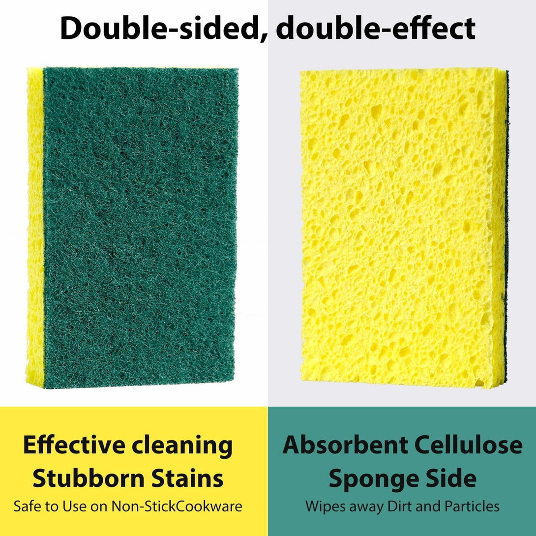 24 Pack Multi-Purpose Sponge Pads,Heavy Duty Scrub Sponges Effective Clean the Surface Stains,Can Be Used to Clean Kitchen,Pots,Bowls,Bathrooms,Tiles,Bathtubs,Walls a Good Helper for Home Cleaning
