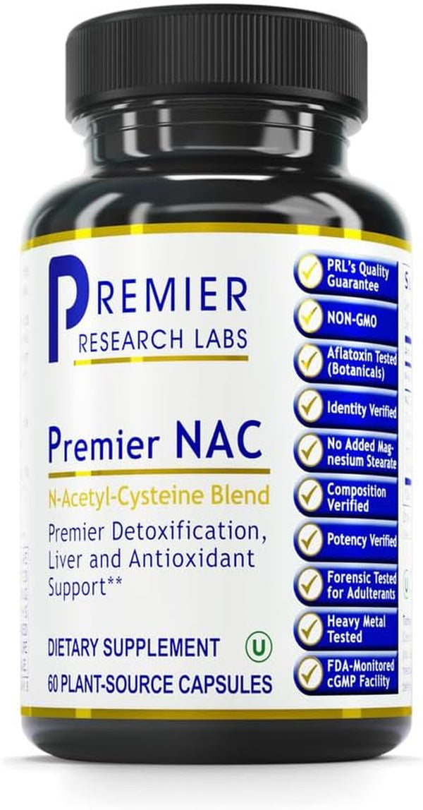 Premier Research Labs Premier NAC - NAC Supplement N-Acetyl Cysteine, N-Acetyl-L-Cysteine, Liver & Immune Support, 300Mg NAC per Capsule - 60 Vegetarian Capsules