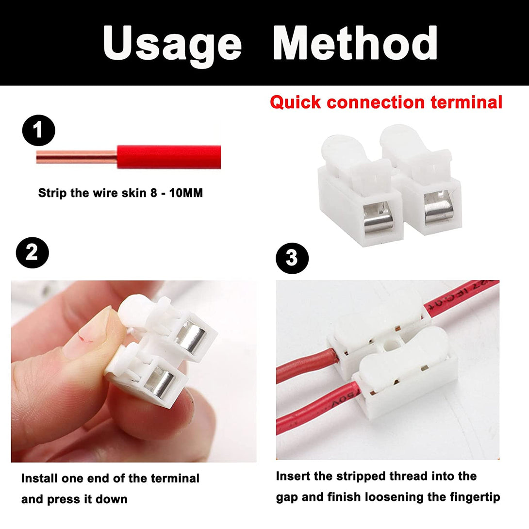 Tnisesm 100Pcs Push Quick Wire Cable Connector,White Wiring Terminal,Spring Loaded Electrical Connectors for Home Lighting Appliances & Automotive Wiring