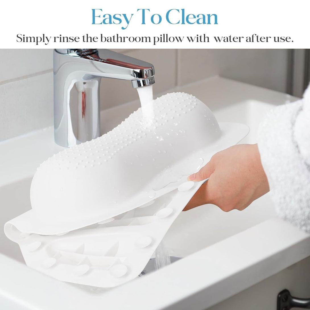 Bath Pillow Luxury Bathtub Pillow, Bath Pillows for Tub Head Neck and Back Support, Non-Slip Soft Silicon Bath Tub Pillow with Strong Suction Cup, Bath Accessories Spa Gifts, White