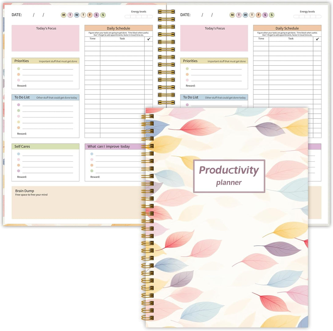 ADHD Daily Planner - Productivity Planner & Undated Task Management Organizer for Neurodivergent Adults, Focused Planners for Men & Women - B5 Colorful Leaves