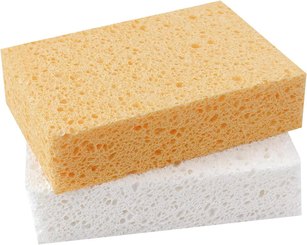 2 Pack Extra Large Kitchen Sponges for Household Cleaning Heavy Duty Reusable & Biodegradable Cellulose Thick Sponges for Washing Dishes Absorbent Non Scratch