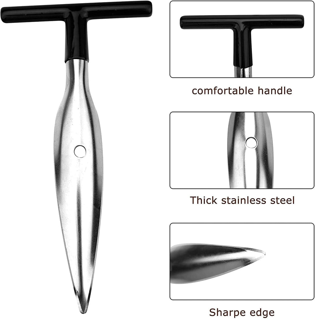 2 PCS Coconut Opener Tool Set Coconut Meat Remover Stainless Steel Coconut Opener Scraper Knife Coconut Punch Tool with Durable Non-Slip Wooden Handle Scraper