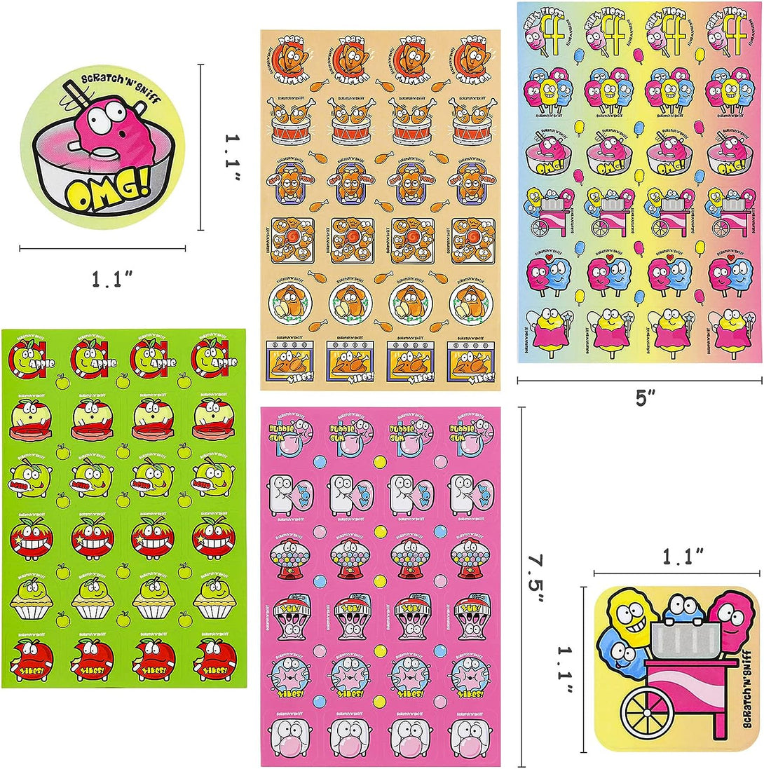 Scratch and Sniff Stickers, 576 Pieces Fruits and Foods Smelly Stickers, 24 Scents Sheets, 144 Designs, Reward Motivate Stickers for Kids, Teachers, Parents, Crafts, Party Favor, Christmas Gift