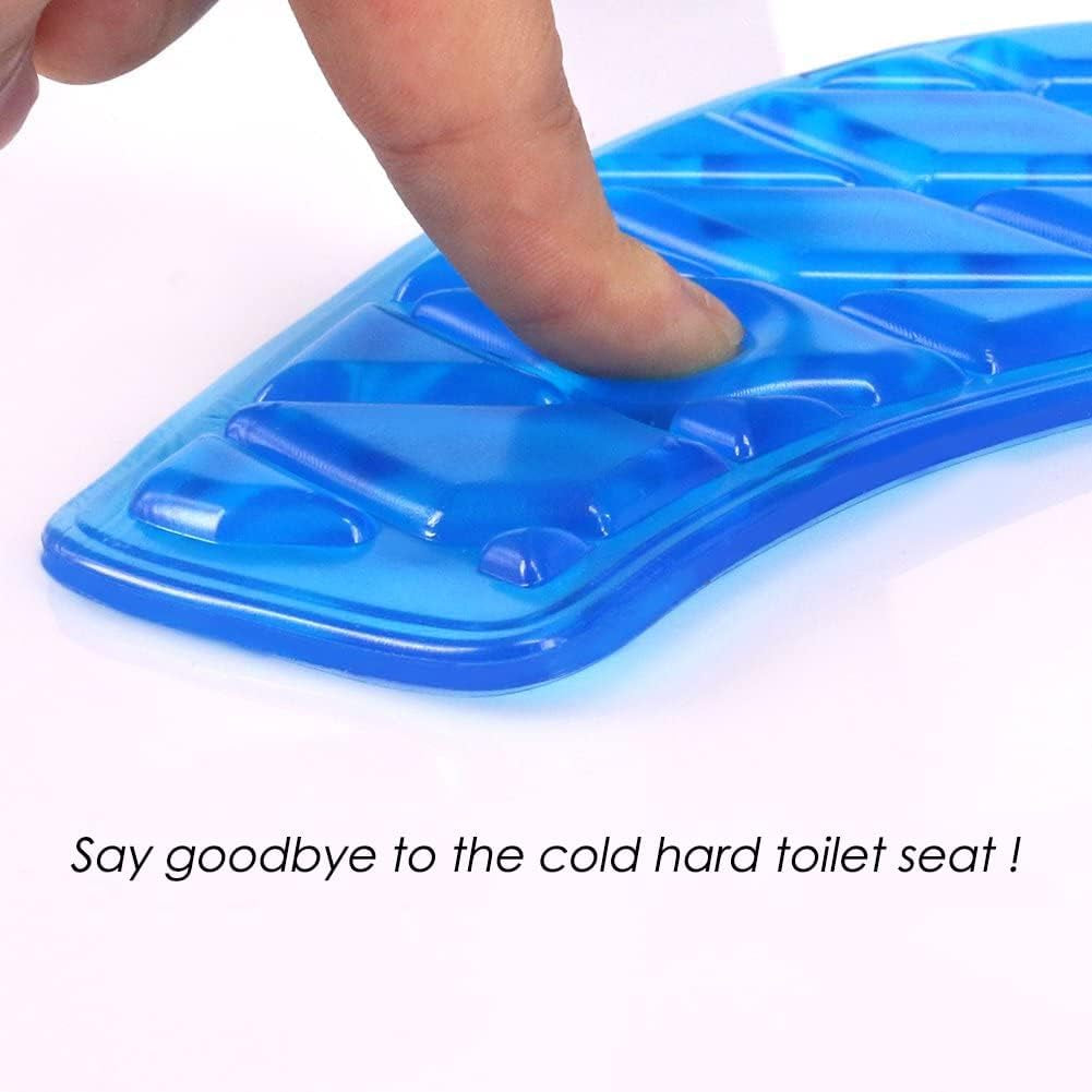 Gel Toilet Seat Cushion Portable and Washable Toilet Seat Cover Universal with Self-Adesive Design(Blue)